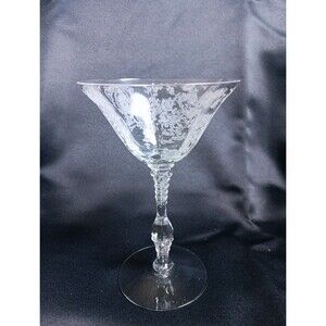 Cambridge Glass Rose Point Champagne Glass Elegant Approx 6.25" Tall EUC